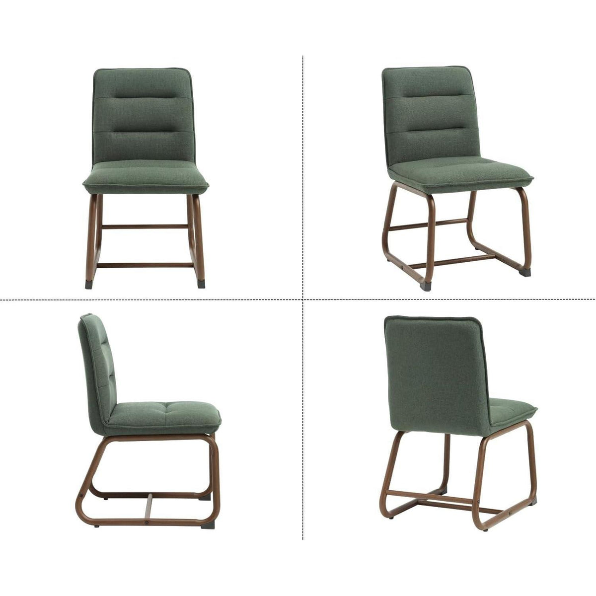 Esszimmerstühle Set 4 Grün, Moderne Polsterstühle mit Metallgestell