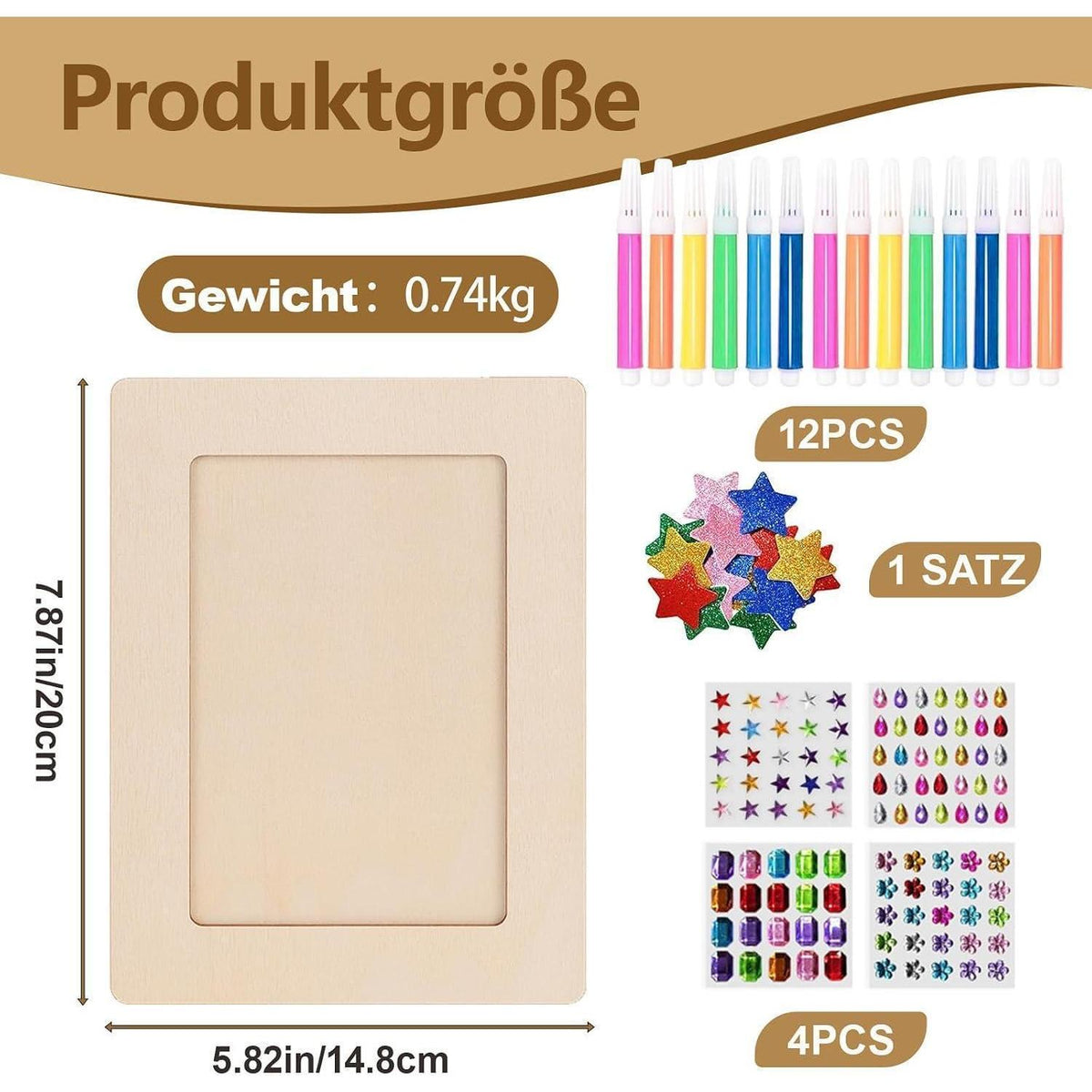 10 Holzbilderrahmen zum Bemalen – Kreatives Bastelset DIY