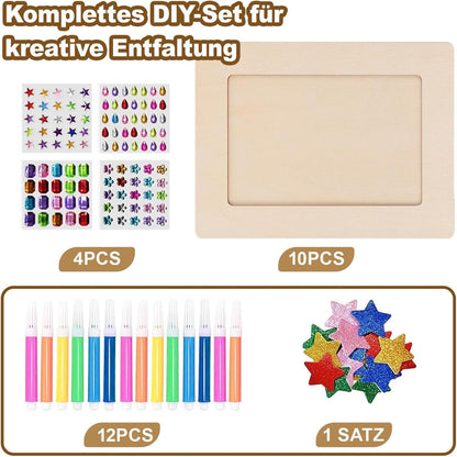 10 Holzbilderrahmen zum Bemalen – Kreatives Bastelset DIY