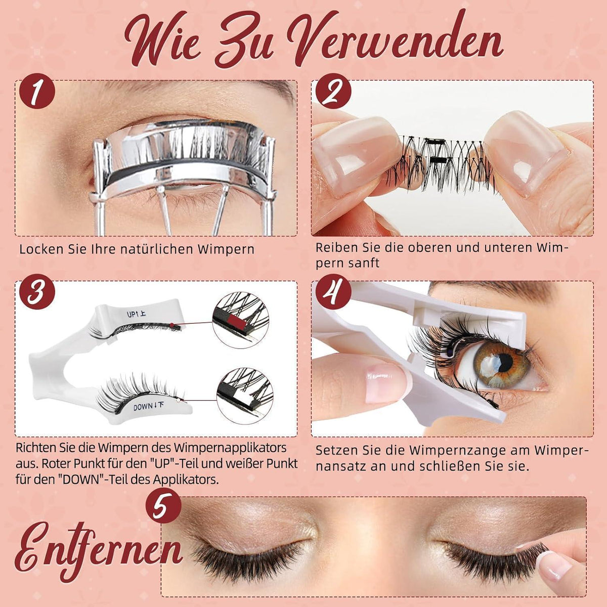 Magnetische Wimpern ohne Kleber – Natural Look & Applikator