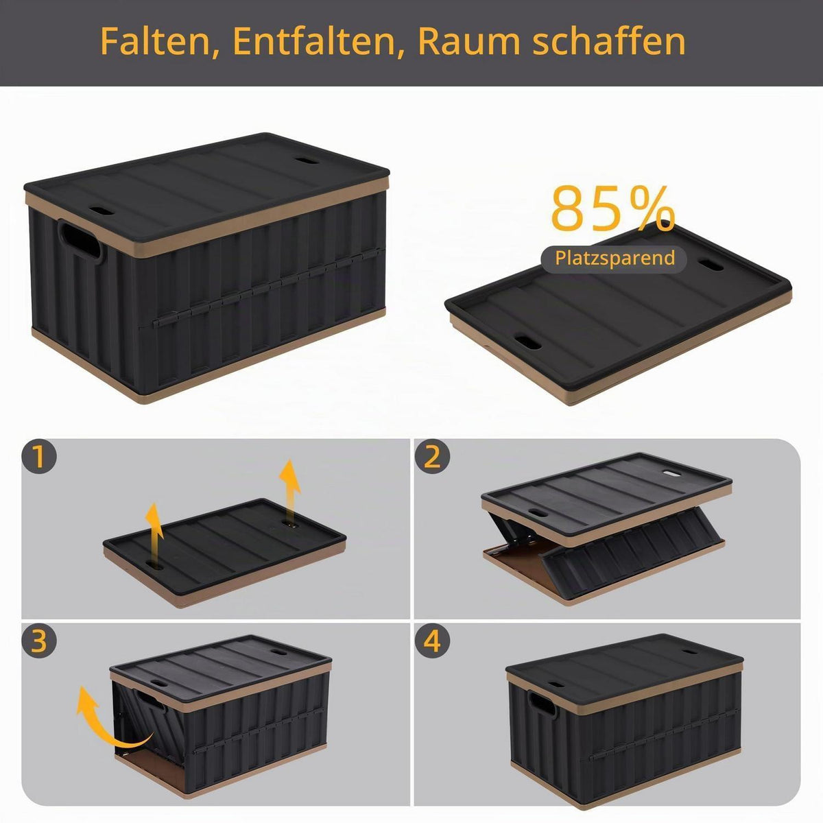 4er Set Faltbare Aufbewahrungsboxen 64L – Stabil & Vielseitig