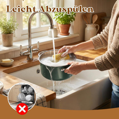 Edelstahl Kochgeschirr-Set Keramikbeschichtet, Grün