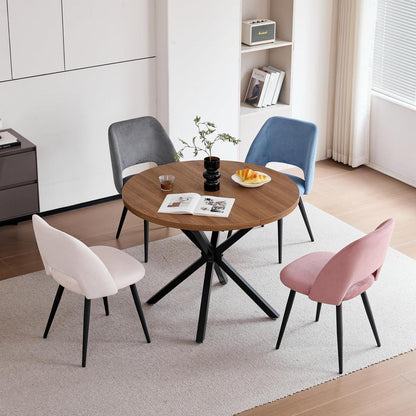 Runder Esstisch Set mit 4 Cord-Stühlen – Modern & Komfortabel