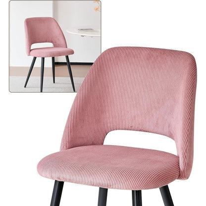 Runder Esstisch Set mit 4 Cord-Stühlen – Rosa & Marmor
