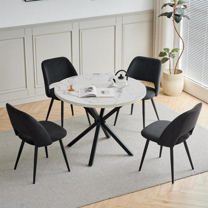 Runder Esstisch Set mit 4 Cord-Stühlen – Modern & Komfortabel