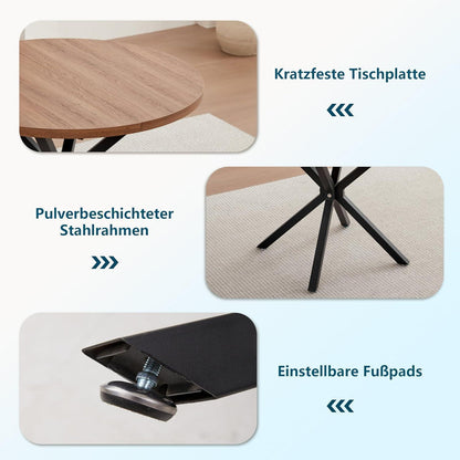 Runder Esstisch Set mit 4 Cord-Stühlen – Dunkelgrau/Schwarz