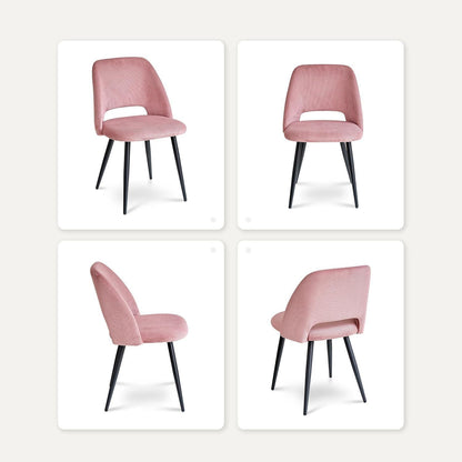 Runder Esstisch Set mit 4 Cord-Stühlen – Modern & Komfortabel