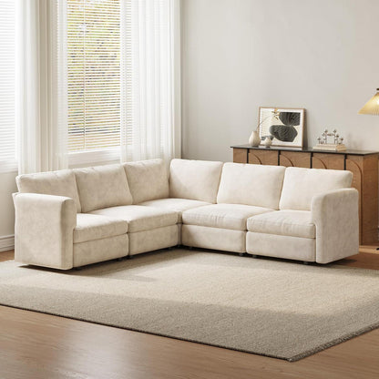 Ecksofa Stoff Modern, 5-Sitzer mit Ottomane