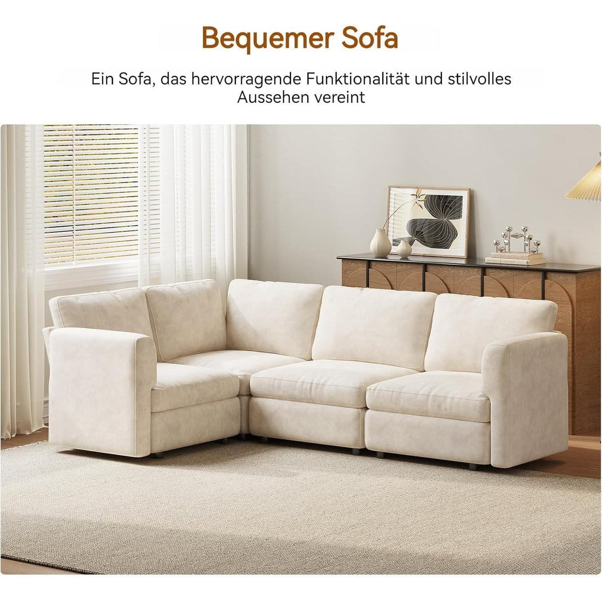 Ecksofa Stoff Modern, 5-Sitzer mit Ottomane