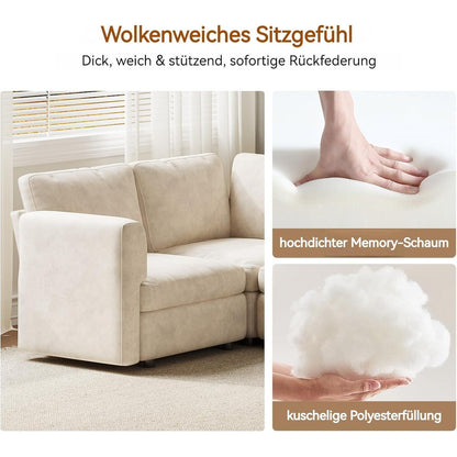 Ecksofa Stoff Modern, 5-Sitzer mit Ottomane