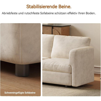 Ecksofa Stoff Modern, 5-Sitzer mit Ottomane