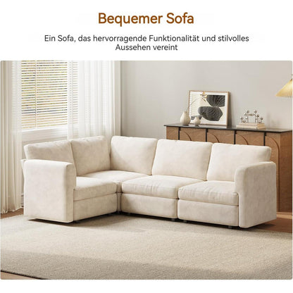 Ecksofa Stoff Modern, 4-Sitzer mit Ottomane