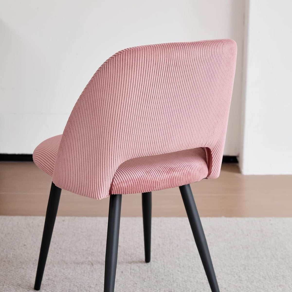 Runder Esstisch Set mit 4 Cord-Stühlen – Rosa & Hell