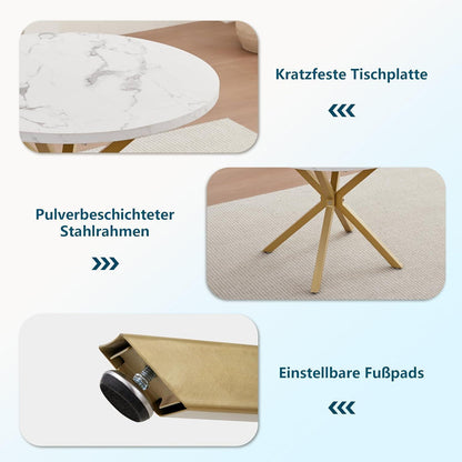 Runder Esstisch Set mit 4 Cord-Stühlen – Modern & Komfortabel
