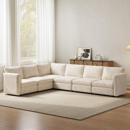 Ecksofa Stoff Modern, 6-Sitzer mit Ottomane