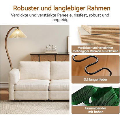 Modernes Ecksofa Stoff mit Ottomane – 6-Sitzer Wohnlandschaft
