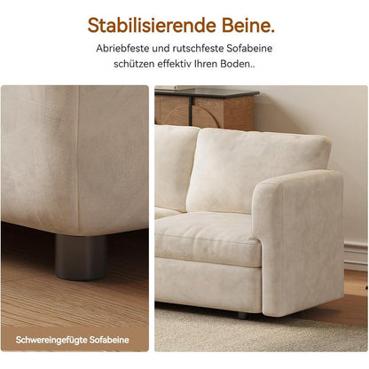 Modernes Ecksofa Stoff mit Ottomane – 6-Sitzer Wohnlandschaft