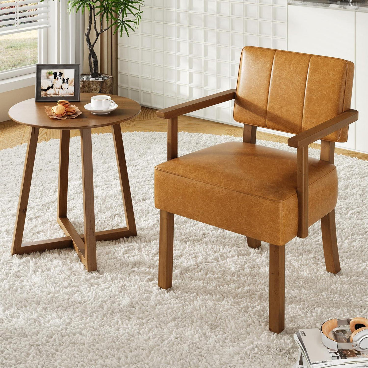 Lounge Sessel Braun – Bequemer Wohnzimmerstuhl in Lederoptik