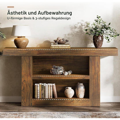 Konsolentisch 160cm – Flurtisch mit 3 Etagen & Stauraum