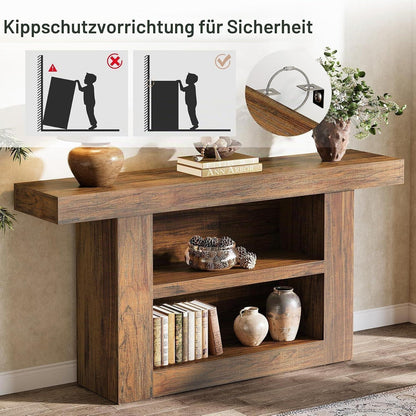 Konsolentisch 160cm – Flurtisch mit 3 Etagen & Stauraum