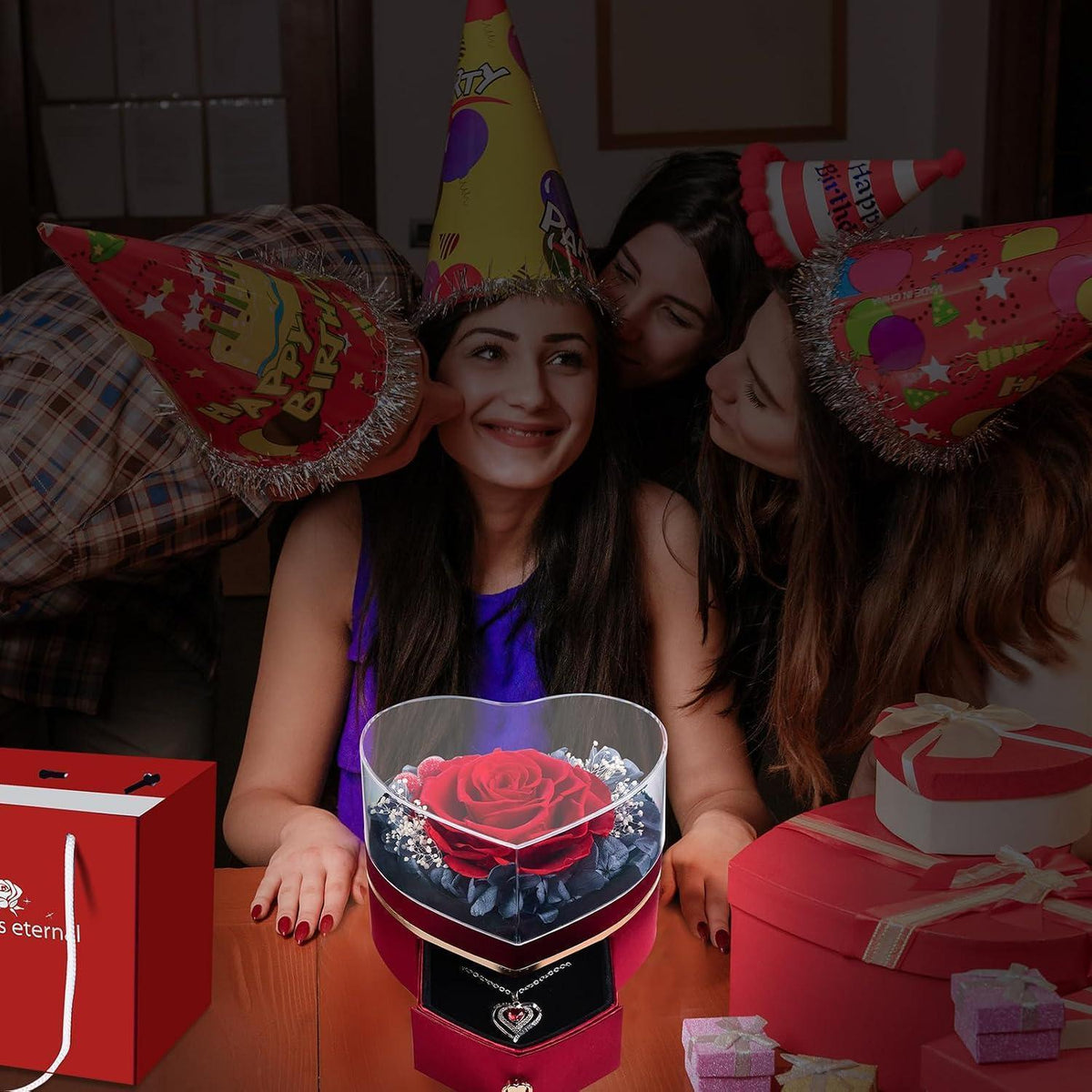 Ewige Rose Geschenkset mit Halskette – Muttertagsgeschenk für Mama