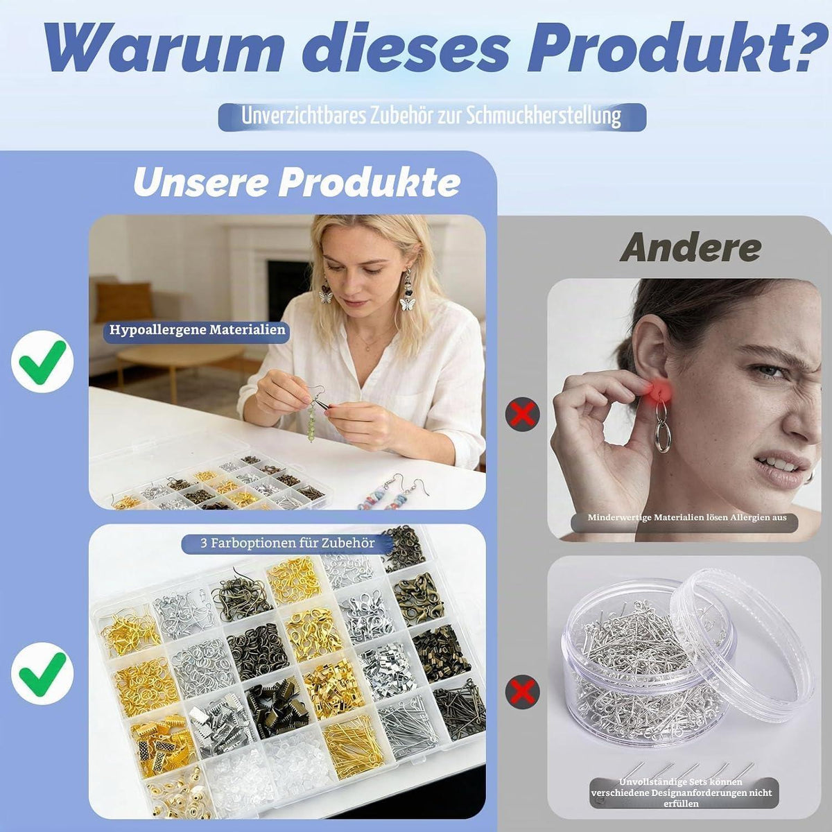 Ohrring-Bastelset 1310 Teile | Schmuckzubehör für Anfänger & Profis