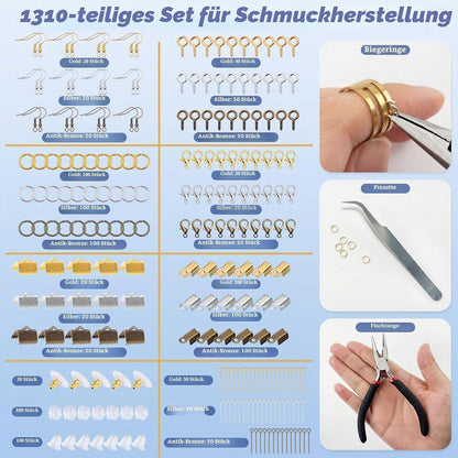 Ohrring-Bastelset 1310 Teile | Schmuckzubehör für Anfänger & Profis