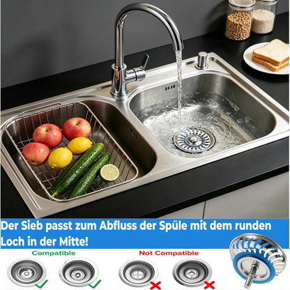 Abflusssieb Küche Edelstahl 304 – Filterstöpsel 79/80 mm