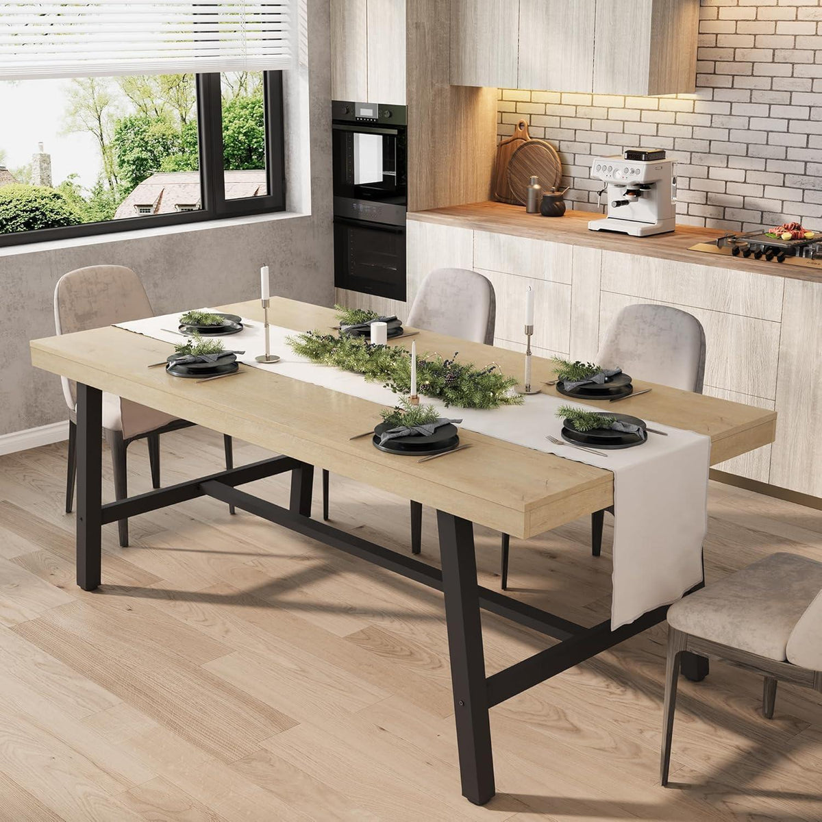 Langer Esstisch 180cm Holzoptik Industrial Stil für 6-8 Personen