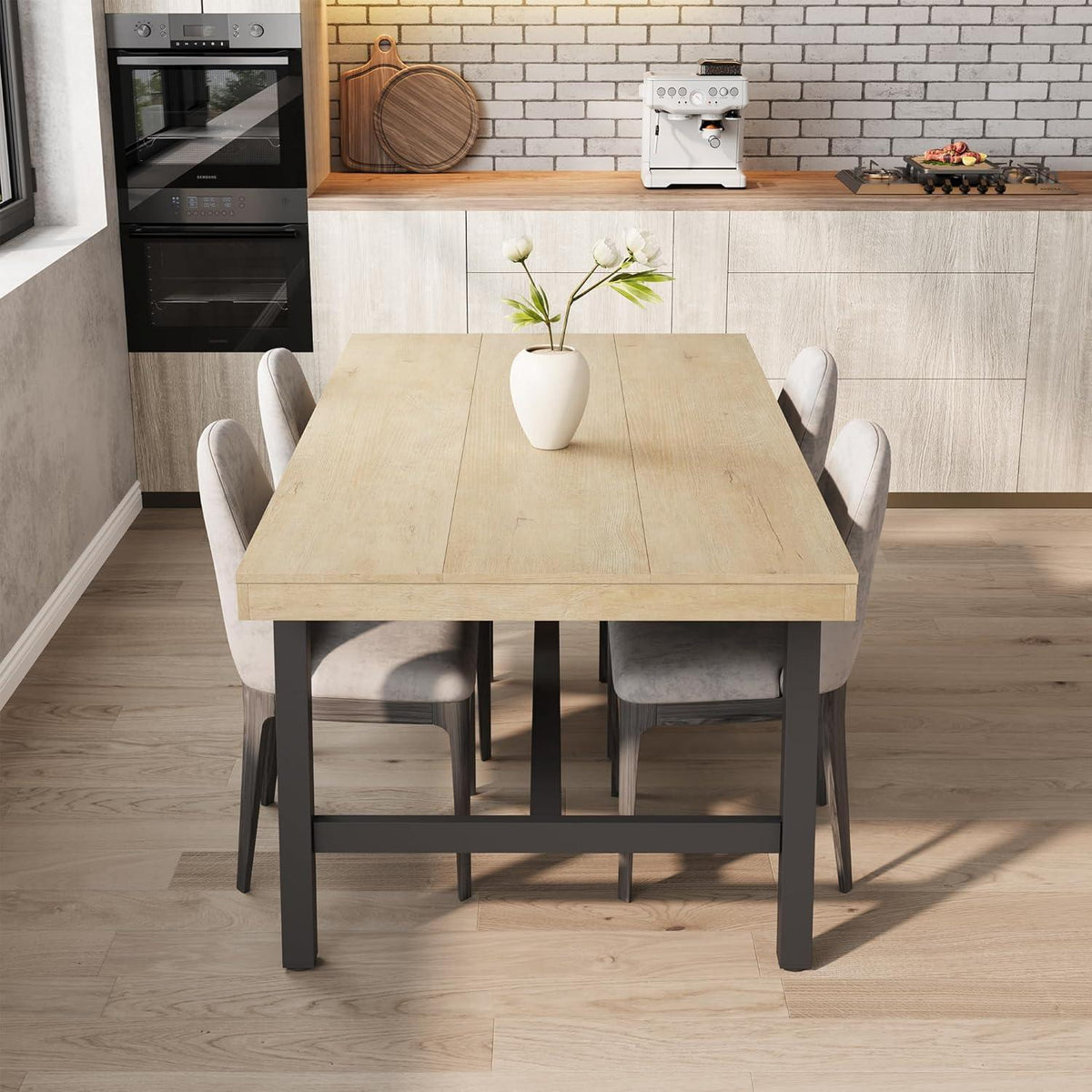 Langer Esstisch 180cm Holzoptik Industrial Stil für 6-8 Personen