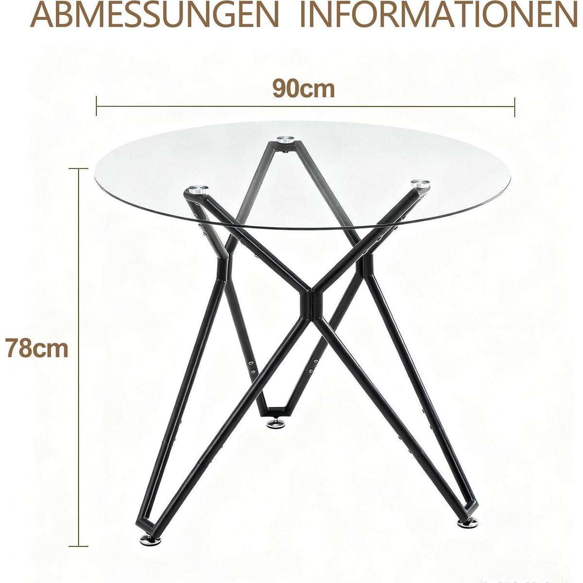 Runder Glastisch 90cm – Moderner Esstisch für 1-4 Personen
