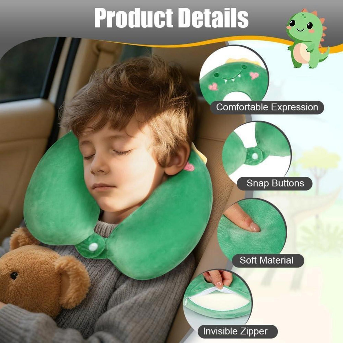 Memory Foam Reisekissen Tier – Nackenhörnchen für Kinder & Erwachsene