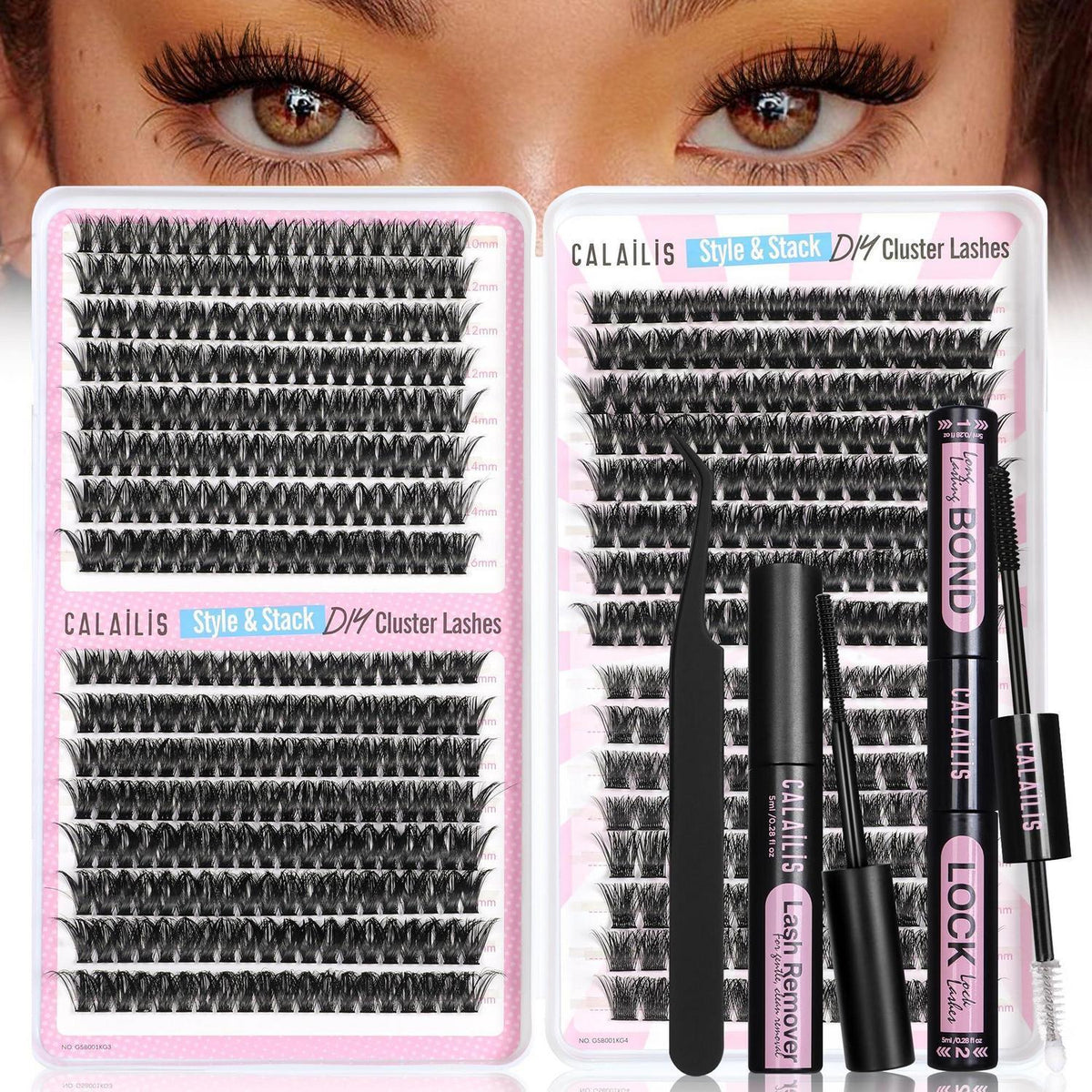 Wimpern Extensions Set 544 Stück – DIY Lashes mit Kleber & Entferner