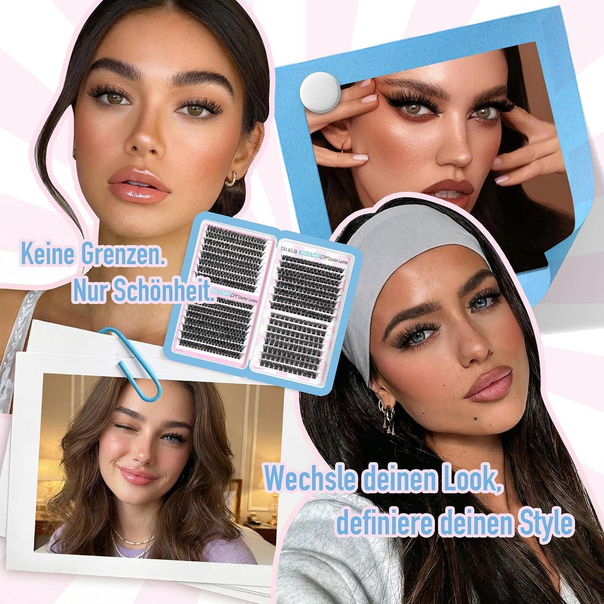 Wimpern Extensions Set 544 Stück – DIY Lashes mit Kleber & Entferner