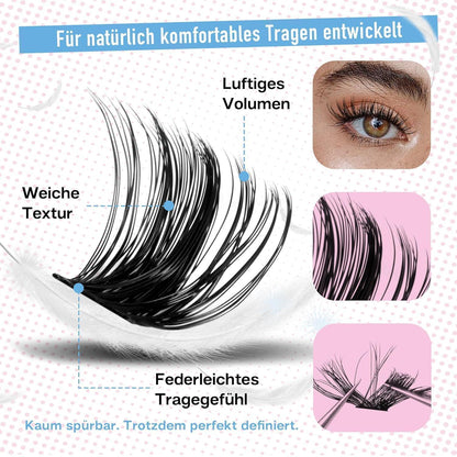 Wimpern Extensions Set 544 Stück – DIY Lashes mit Kleber & Entferner