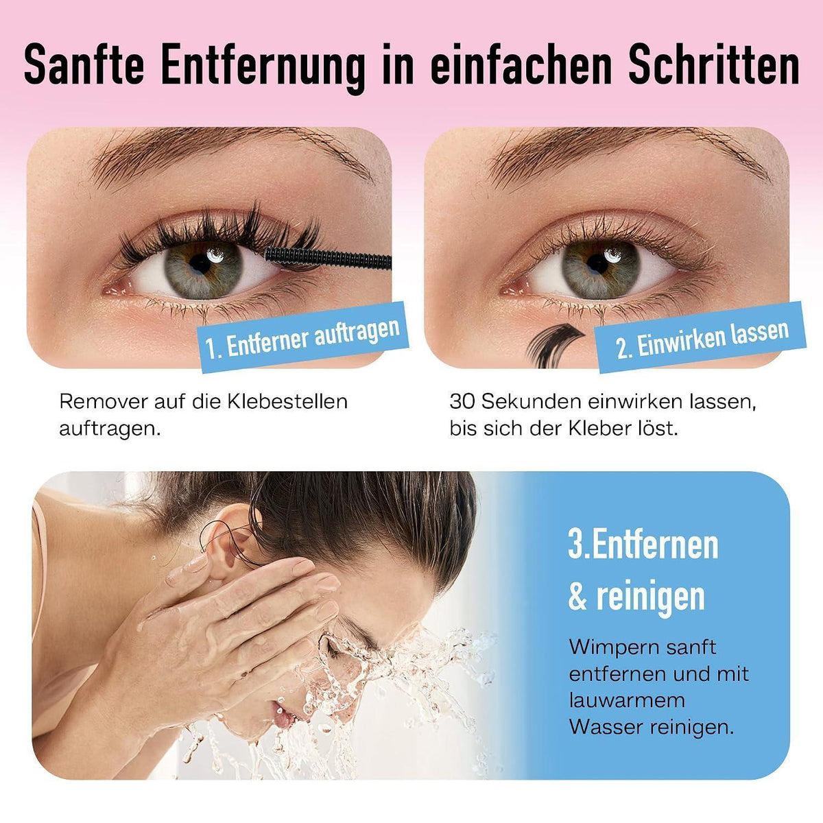 Wimpern Extensions Set 544 Stück – DIY Lashes mit Kleber & Entferner