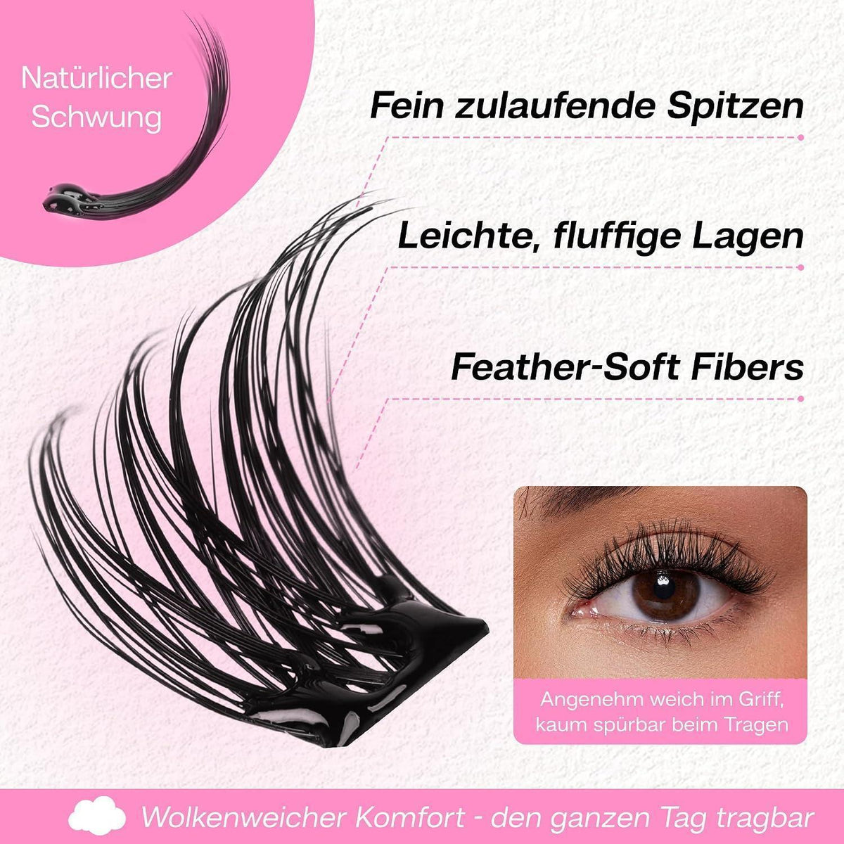 Selbstklebende Wimpern Extensions – Wispy D Curl, 198 Stück
