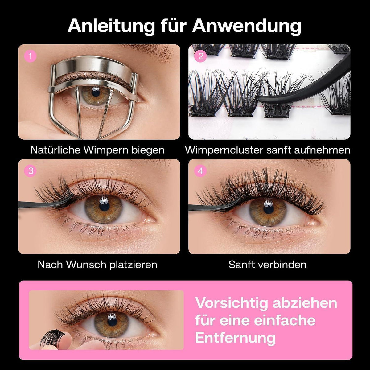Selbstklebende Wimpern Extensions – Wispy D Curl, 198 Stück