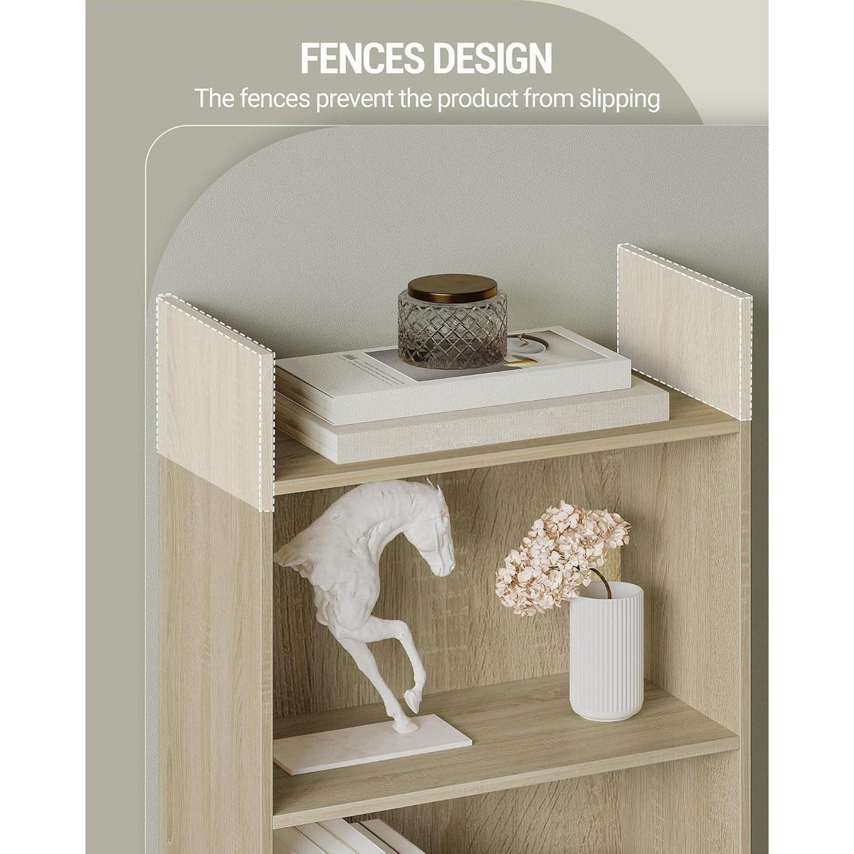 7-Fächriges Bücherregal Eichenbeige – Standregal & Raumteiler