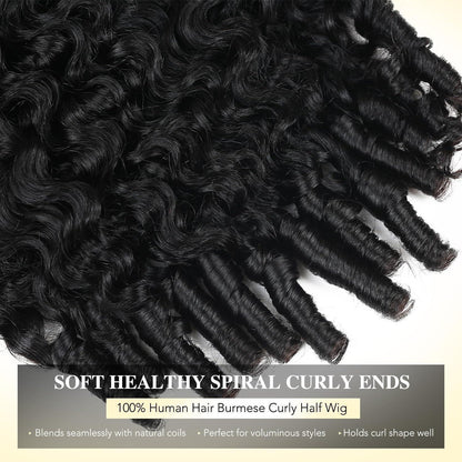 Burmese Curly Halbperücke Echthaar 18 Zoll – Verstellbar & Sicher