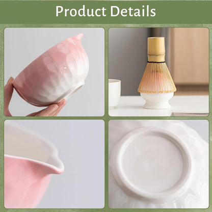 Matcha Besen Set 7-teilig mit Tablett & Box Rosa