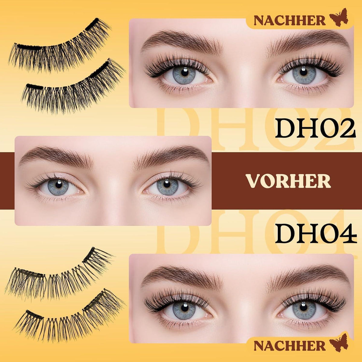 Magnetische Wimpern Set ohne Kleber - 2 Paar mit Applikator