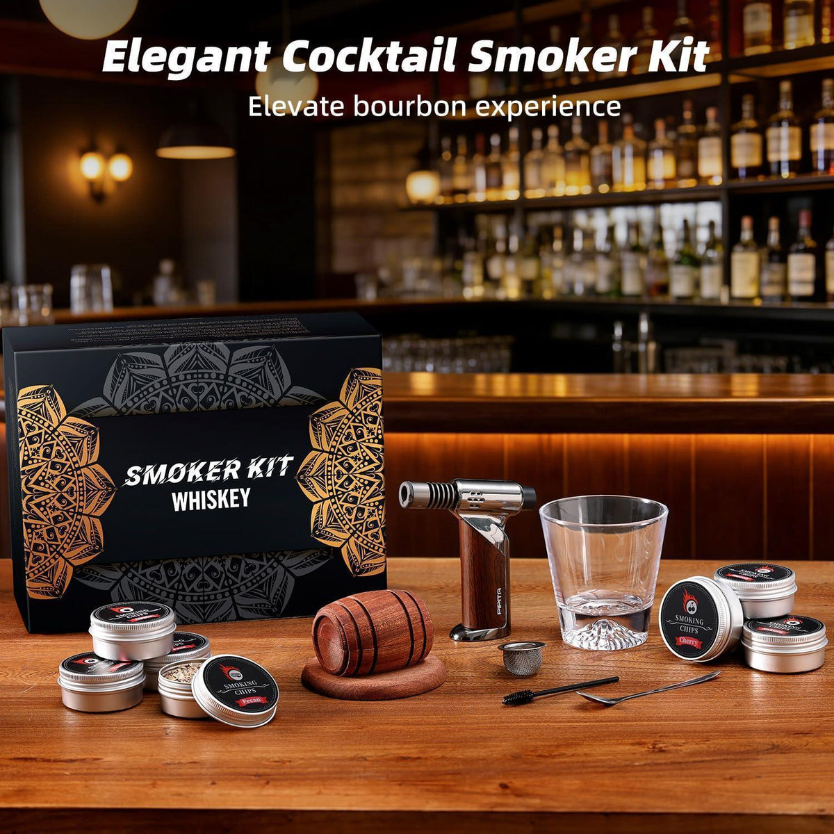 Cocktail Räucher Set mit Fackel & 8 Räucherholz-Aromen