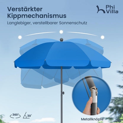 Sonnenschirm Ø175cm Höhenverstellbar mit Hülle & Klemme, UV50+