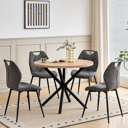 Runder Esstisch Set mit 4 Polsterstühlen im Nordic Stil