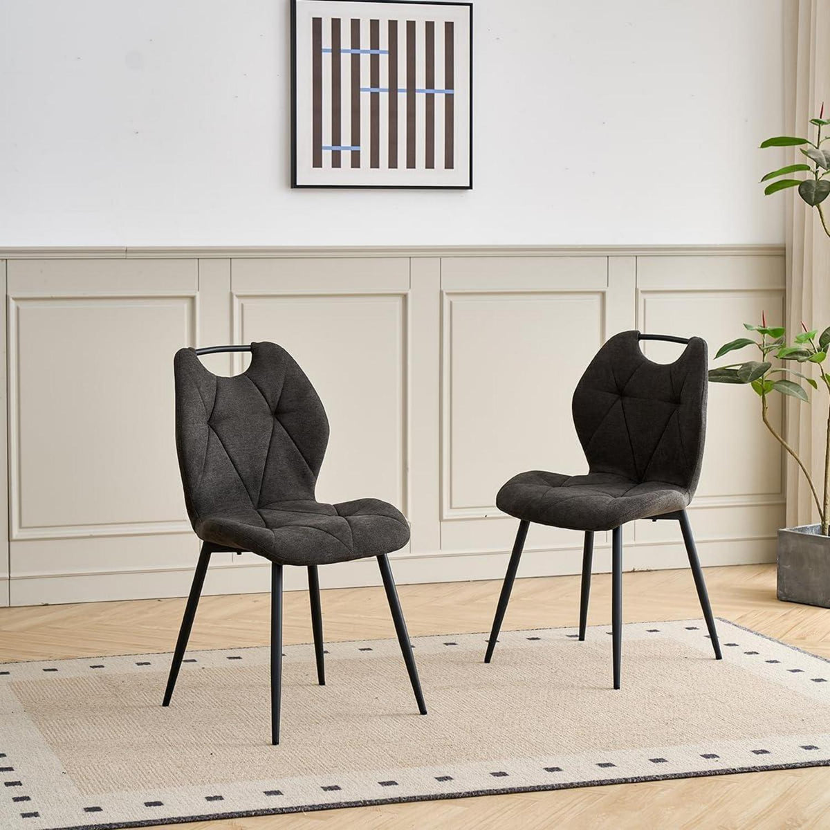 Runder Esstisch Set mit 4 Polsterstühlen im Nordic Stil