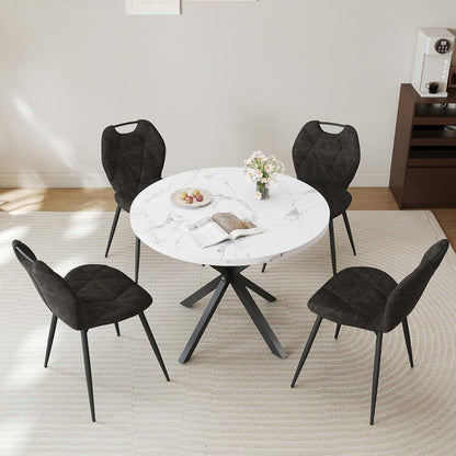 Runder Esstisch Set mit 4 Polsterstühlen im Nordic Stil
