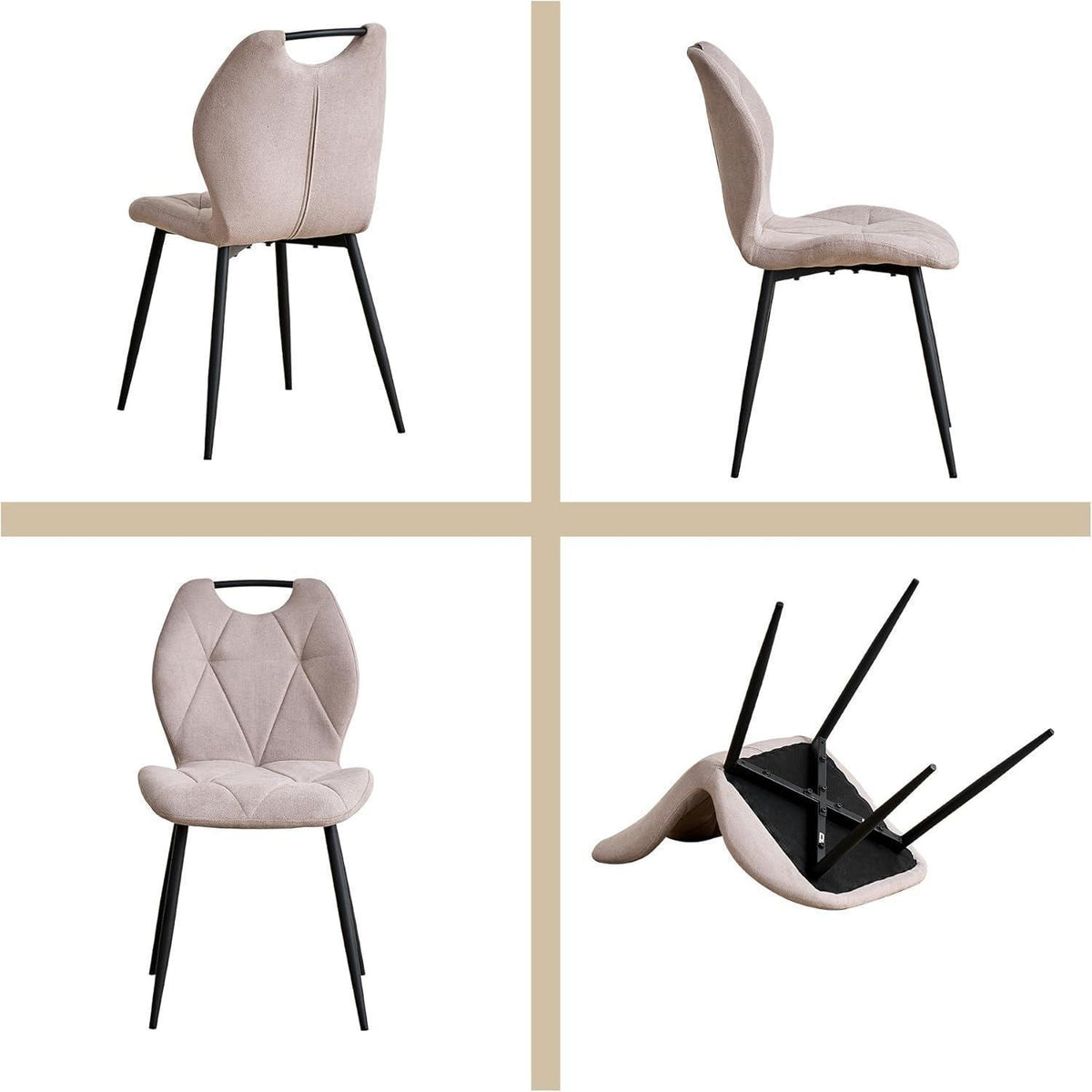 Runder Esstisch Set mit 4 Polsterstühlen im Nordic Stil