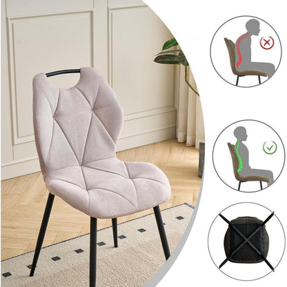 Runder Esstisch Set mit 4 Polsterstühlen im Nordic Stil