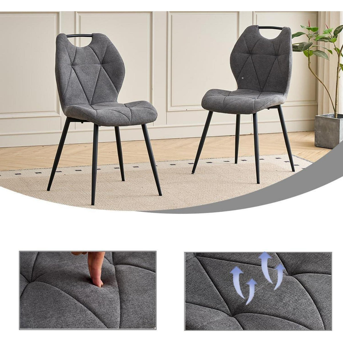 Runder Esstisch Set mit 4 Polsterstühlen im Nordic Stil